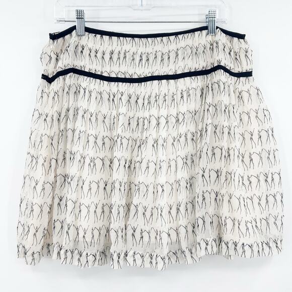 David Meister Ivory Silk Skirt Abstract Dancer Print Lined A Line Womens Size 10 - Picture 8 of 11